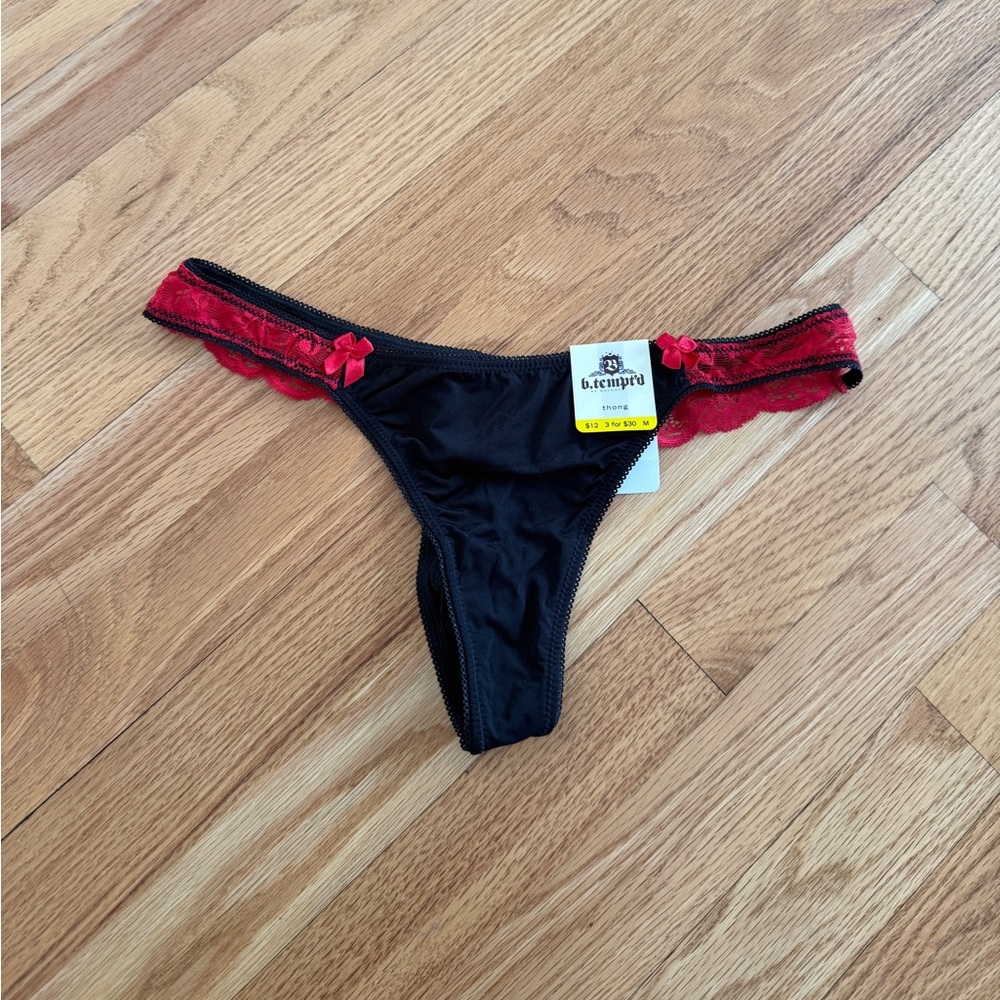 Black thong with red lace b’tempted